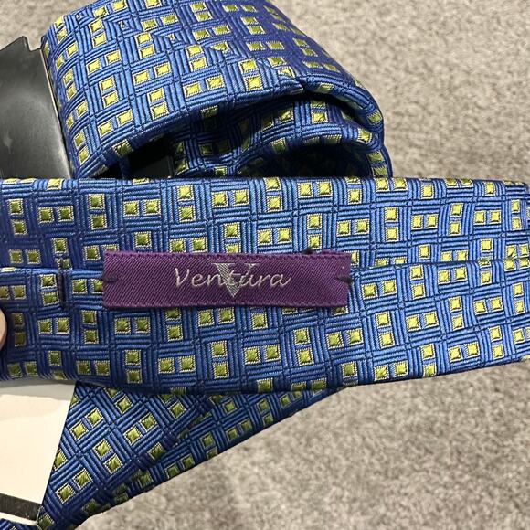 Tom James Ventura Blue Yellow Patterned Silk Tie NEW With Tags - Picture 6 of 7